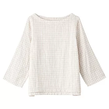 [MUJI無印良品]女有機棉二重紗織七分袖套衫米色MM米色