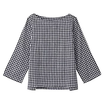 [MUJI無印良品]女有機棉二重紗織七分袖套衫深藍MM深藍