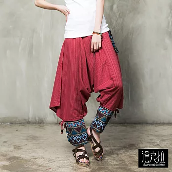 【潘克拉】不丹手織圖紋飛鼠褲(2色)-F　FREE紅