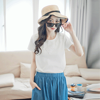 【韓國連線】。韓國 精緻蕾絲領上衣 白系