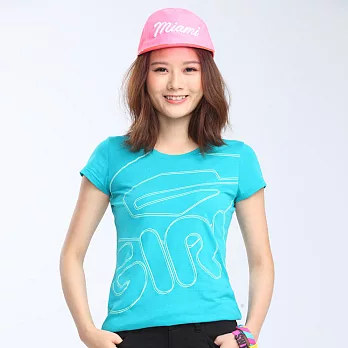 TOP GIRL-線型LOGO印圖T恤S藍綠