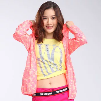 TOP GIRL-迷彩風衣連帽外套M橘迷彩