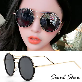 Seoul Show 歐美圓金細框太陽眼鏡 3161黑色