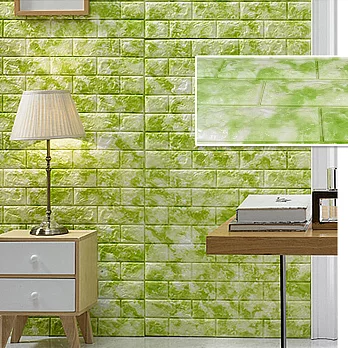 韓國3D立體DIY仿磚紋壁貼/仿文化石壁貼_長條5片(雲彩綠)