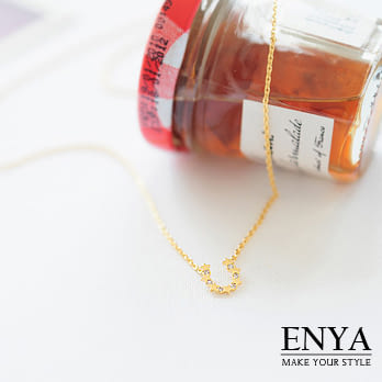Enya★可愛水鑽U形項鍊金色