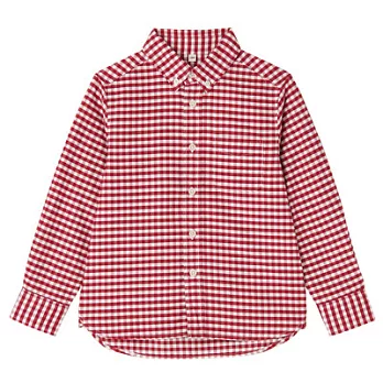 [MUJI無印良品]兒童有機棉牛津布扣領襯衫120紅格紋