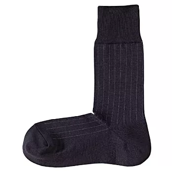 [MUJI無印良品]男有機棉混直紋商務直角襪26~28cm墨灰