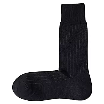 [MUJI無印良品]男有機棉混直紋商務直角襪26~28cm黑色