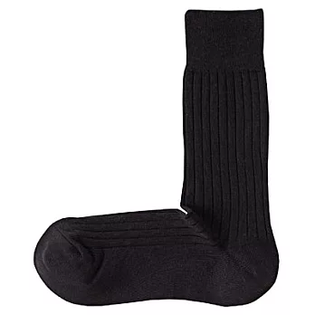 [MUJI無印良品]男棉混寬螺紋商務直角襪26~28cm黑色