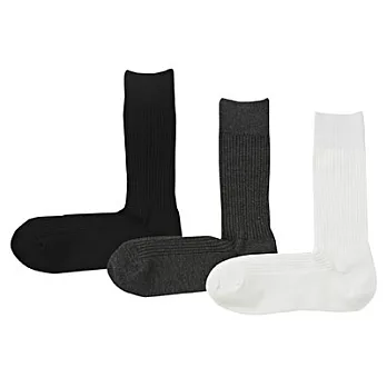 [MUJI無印良品]男祕魯棉混直角襪三雙組25~27cm柔白/墨灰/黑