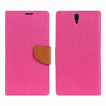 【BIEN】SONY Xperia C5 Ultra 牛仔撞色可立皮套(紅)
