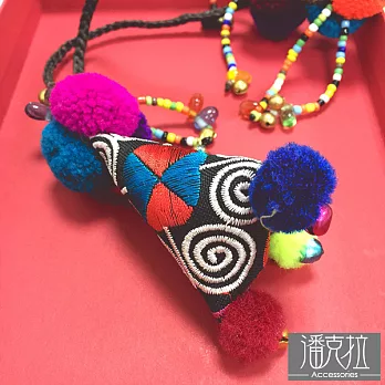 【潘克拉Accessories】造型彩色絨球項鍊彩色