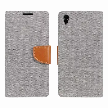 【BIEN】SONY Xperia Z5 Premium 牛仔撞色可立皮套(灰)