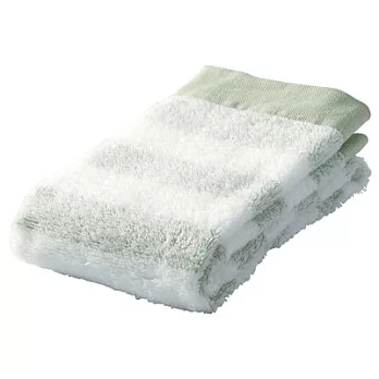 [MUJI無印良品]有機棉紗織柔舒面用巾淺綠條紋
