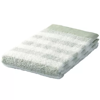 [MUJI無印良品]有機棉紗織柔舒浴巾淺綠條紋