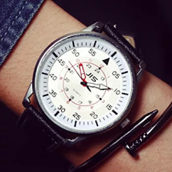 Watch-123 深夜領航-歐式風尚都會知性腕錶 (4色任選)黑帶白盤黑時標