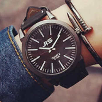 Watch-123 揮灑青春-俐落時尚現代簡約時標腕錶 (4色任選)黑盤白時標