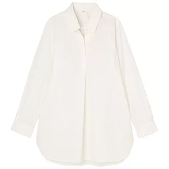 [MUJI無印良品]女有機棉高密織長版衫S白色