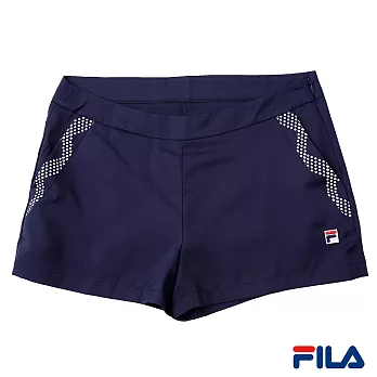 FILA女性網球抗UV短褲-5SHP-1009-DB-S學院藍