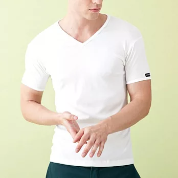 【MORINO摩力諾】速乾涼感短袖V領衫 T恤M白色
