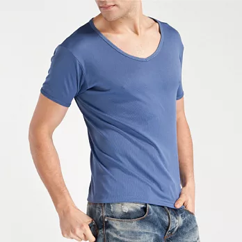【MORINO摩力諾】速乾涼感短袖V領衫 T恤M淺藍色