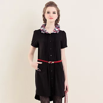 【模兒空間AMOR SPACE】S5120經典潮流格紋兩穿式罩衫洋裝L 黑