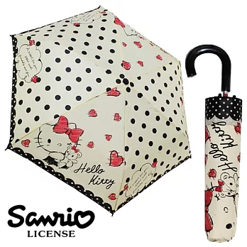 【日本進口正版】Hello Kitty 黑色點點款 輕量型晴雨傘/折疊傘