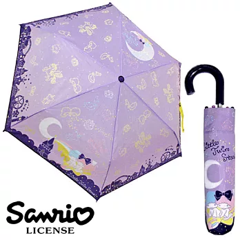 【日本進口正版】雙子星仙子 KIKI LALA 紫色款 輕量型晴雨傘/折疊傘