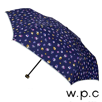 【w.p.c】浪漫夏槿＊晴雨兩用輕量防風手開三摺傘 (深藍)