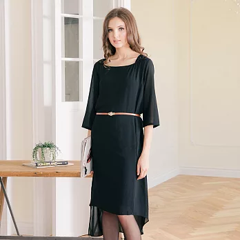 【模兒空間AMOR SPACE】5507 唯美氣質蕾絲雪紡洋裝M 黑