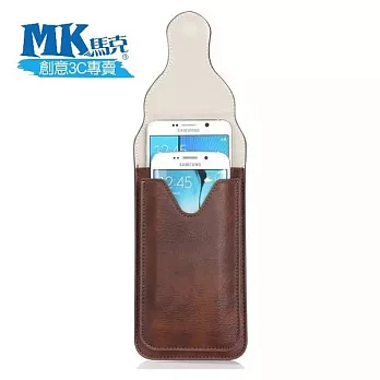 MK馬克 5.5吋 犀牛紋雙層直立式手機套 腰扣式 皮帶式 帶掛勾 可插卡 可放兩支手機 (棕色)