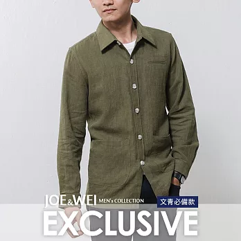 【JOE & WEI】獨家-簡約兩穿式亞麻襯衫外套(3色)-M-L　M綠