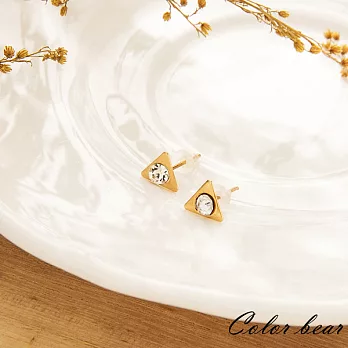 【卡樂熊】金屬璀璨光點三角耳環-璀璨金