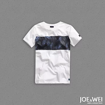 【JOE & WEI】樹葉絹印時尚短TEE(3色)-M-XL　XL白