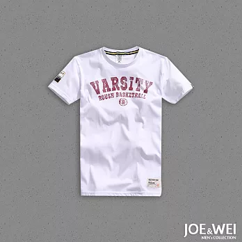 【JOE & WEI】破版英字簡約短TEE(2色)-M-XL　XL白