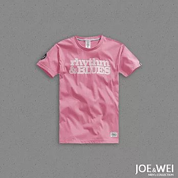 【JOE & WEI】藍調印字簡約短TEE(3色)-M-XL　L粉