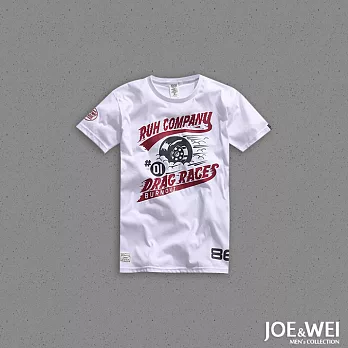 【JOE & WEI】極速輪胎印花短TEE(2色)-M-XL　L白
