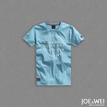 【JOE & WEI】發泡英字時尚短TEE(2色)-M-XL XL水藍