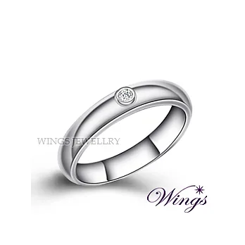 Wings 獨家經典款 渾圓厚實純銀精鍍白K金與八心八箭鋯石戒指 (窄版 美圍5號)