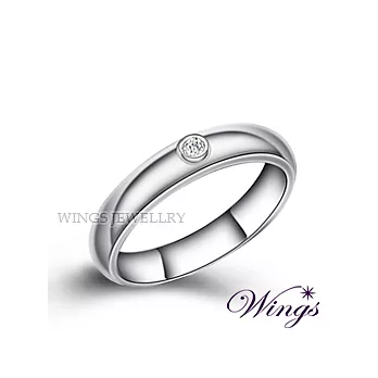 Wings 獨家經典款 渾圓厚實純銀精鍍白K金與八心八箭鋯石戒指 (窄版 美圍6號)