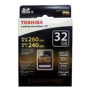 Toshiba EXCERIA PRO 32GB SDHC UHS-II Card(SD-X032GR7UW240)