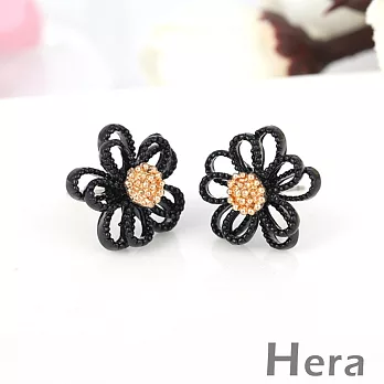 【Hera】赫拉 篓空雛菊無耳洞夾式耳環/耳環-2色(黑色)