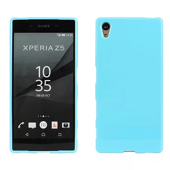 【BIEN】SONY Xperia Z5 亮麗全彩軟質手機殼(粉藍)