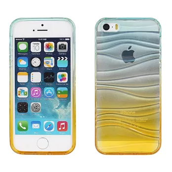 【BIEN】iPhone 5/5s 波浪漸層彩透軟質手機殼(藍)