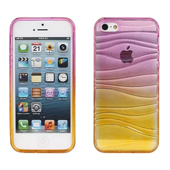 【BIEN】iPhone 5/5s 波浪漸層彩透軟質手機殼(紫)