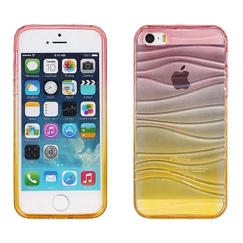 【BIEN】iPhone 5/5s 波浪漸層彩透軟質手機殼(粉紅)