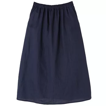 [MUJI無印良品]女法國亞麻舒適長裙L藍色