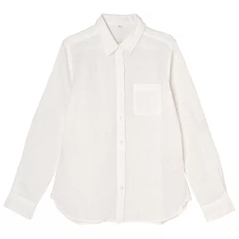 [MUJI無印良品]女法國亞麻長袖襯衫S白色