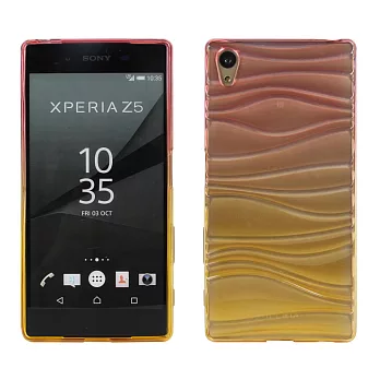 【BIEN】SONY Xperia Z5 波浪漸層彩透軟質手機殼(粉紅)