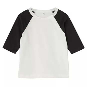 [MUJI無印良品]幼兒有機棉每日兒童服配色七分袖T恤80墨灰